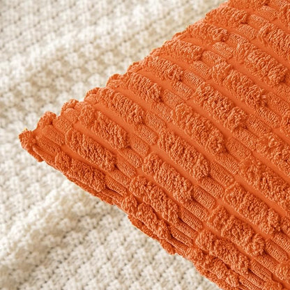 MIULEE Fall Lumbar Corduroy Decorative Throw Pillow Covers 12x20 Orange | Pack - Image 2