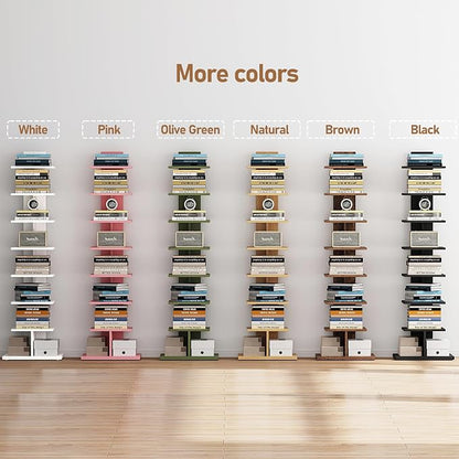 TUTOTAK Narrow Bookshelf, 8-Tier Bookcase, Spine Book Shelf - Image 6