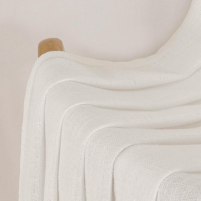 Chyhomenyc Extra Long Ivory Semi Sheer Curtains 120 Inches Long 2 Panels Set - Image 9