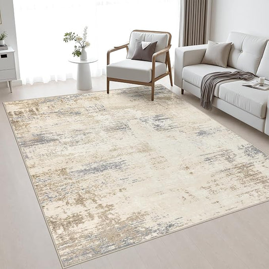Area Rug Living Room: 4x4 Modern Washable Soft Carpet Beige Brown | by FXRHLP