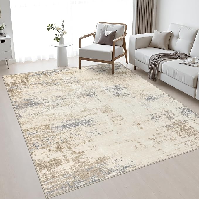 FXRHLP 6x9 Area Rug Living Room: Modern Washable Soft Carpet Beige Brown | - Image 5
