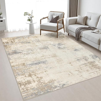 FXRHLP 6x9 Area Rug Living Room: Modern Washable Soft Carpet Beige Brown | - Image 5
