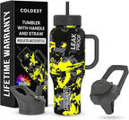 Coldest 40 oz Tumbler with Handle and Straw - 100% Leak Proof Insulated Tumbler with Lid and Straw (3 Lids) - Stainless Steel Tumblers for Women & Men - Cup Holder Friendly Base, 36 oz (Off Road)
