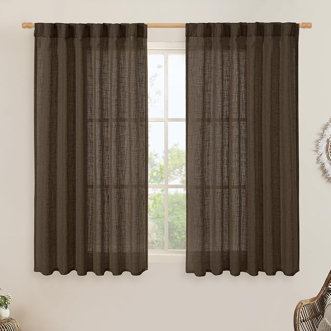 Semi Sheer Linen Curtains 45 Inches Long by LAMIT