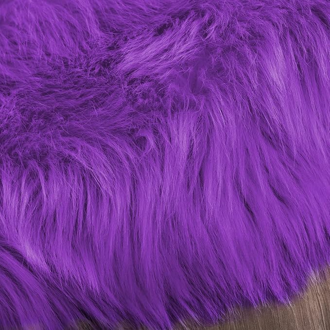 Latepis Purple Round Rugs 4ft Faux Fur Fluffy Shag Rug Machine Washable - Image 7