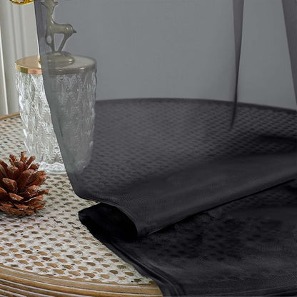 Black Sheer Curtains 72 Inches Long 2 Panels Set, Transparent Voile Sheer - Image 7