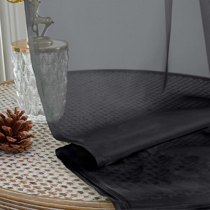 Sheer Black Curtains, Sheer Curtains 63 inch Length 2 Panels Set, Rod Pocket - Image 6