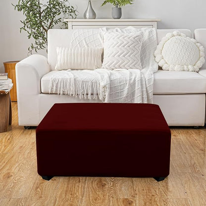 Super Stretch Ottoman Cover- Soft Form Fit Ottoman Cover Rectangular Ottoman - Image 2