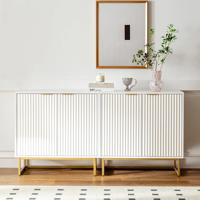 EYYTHUNG Fluted Cabinet with Storage, Sideboard Buffet Cabinet with Adjustable - Image 8