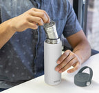 MIRA 18 oz Tea Infuser Thermos - Stainless Steel Travel Bottle with Removable Strainer for Loose Leaf Tea - Insulated Hot & Cold Brew Steeper - White