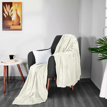 Utopia Bedding Ultra Soft Fleece Bed Blanket Throw Size Ivory | Microfiber - Image 7