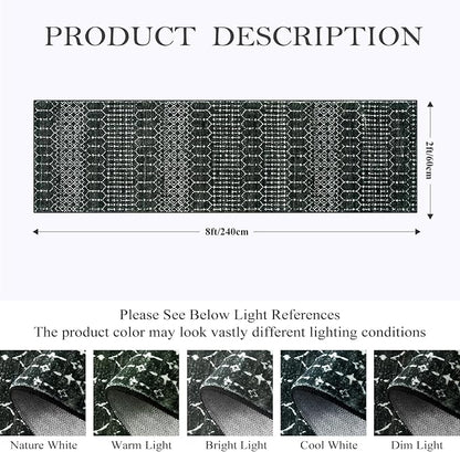 Lahome Moroccan Black Rug 2x8 Washable Non-Skid Kitchen Floor Runner, - Image 2