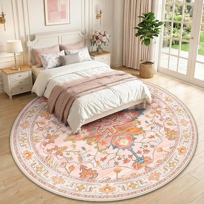 RELEANY Washable Area Rug, Round 10ft, Water Repellent, Pet Friendly, Vintage - Image 2