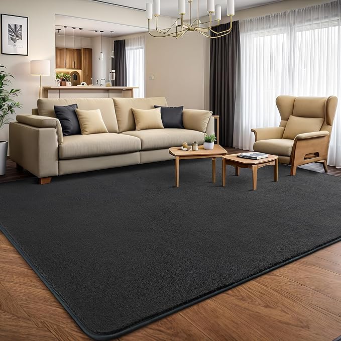 4x6 Area Rugs for Living Room Non Slip Dorm Bedroom Rug, Dark Grey | Modern - Image 3