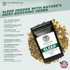Elephantal Wellness Premium Sleep Herbal Tea | Deep Rest & Relaxation Support with Valerian Root, Passionflower, Chamomile, Lemon Balm Tea & Skullcap | Handmade, Caffeine-Free, Non-GMO Loose Leaf Blend, 2oz, 20 Servings