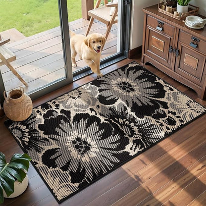 Findosom Hallway Runner Rug 2x4, Non Slip High-Low Textured Floral Washable by Findosom