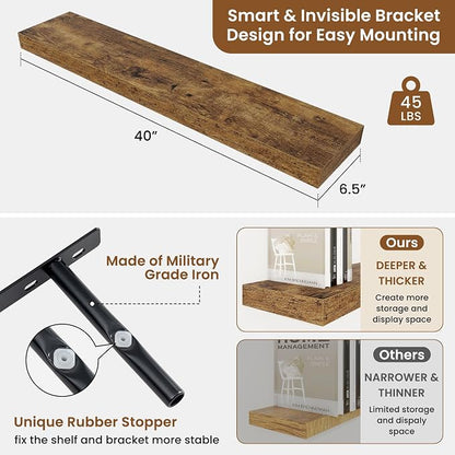 fuqing Floating Shelves for Wall, Wall Mounted Wood Floating Shelf - Image 3