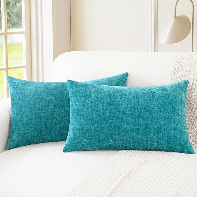 CaliTime Decorative Couch Throw Pillow Covers 20 X 12 Inches Lake Blue | Pack by CaliTime