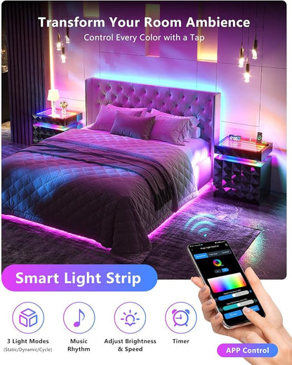 HWB Nightstand with RGB Lights, 3 Drawers Night Stand with Hidden Storage - Image 3