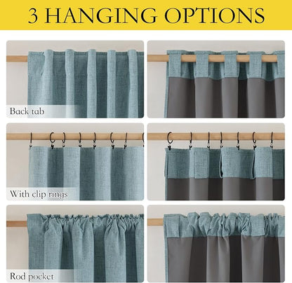 NICETOWN Skylark Blue Bedroom Full Blackout Linen Curtain, Thick Linen Blend - Image 6