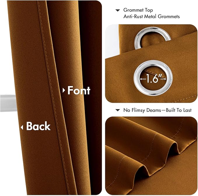 MIULEE Blackout Curtains for Bedroom 2 Panels 40 x 84 Inch Long Gold Brown | - Image 4