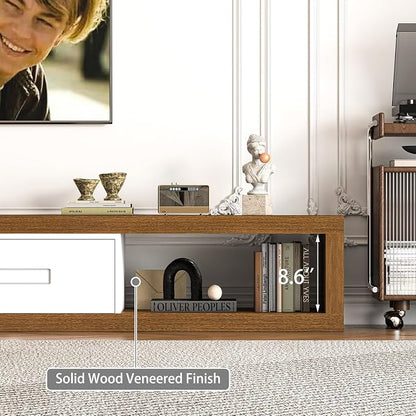 Extendable TV Stand with 2 Drawers, Long Reversible Entertainment Center with - Image 4