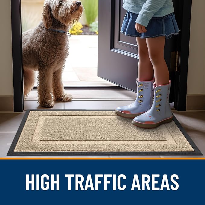 OLANLY Front Door Mat Outside 47x23, All-Season Heavy-Duty Rubber Doormat | - Image 6