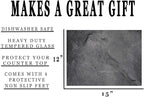 Rogue River Tactical Dark Gray Stone Textured Marble Art Kitchen Glass Cutting Board Modern Decorative Gift Abstract Wavy Contrast Design