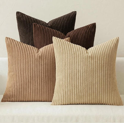 MIULEE Fall Corduroy Decorative Throw Pillow Covers Dark Brown 20x20 | Set of 4 by MIULEE
