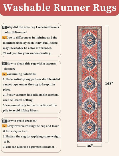 SERISSA 3x14 Washable Non Slip Boho Runner Rug - Image 6