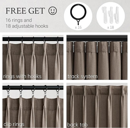 95 Inches Long Pleated Sheer Curtains, Dark Linen Blended Light Filtering - Image 4