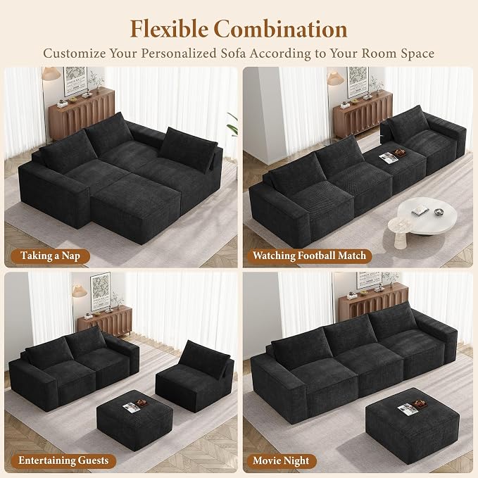 Vesgantti 114" Modular Boneless Couch, Modern 4 Sester Sectional Sofa - Image 7