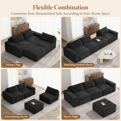 Vesgantti 114" Modular Boneless Couch, Modern 4 Sester Sectional Sofa - Image 7