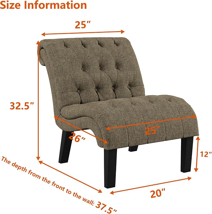 Accent Chairs Set of 2 Modern Armless Living Room Bedroom Side Chairs Button - Image 2