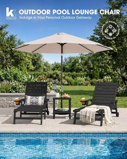KINGYES HDPE Lounge Chair Outdoor, Patio Chaise Lounge Recliner - Image 6