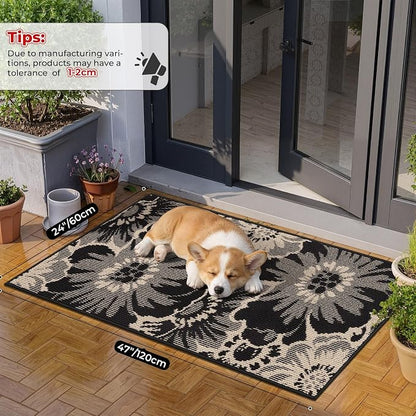 Findosom Hallway Runner Rug 2x4, Non Slip High-Low Textured Floral Washable - Image 2