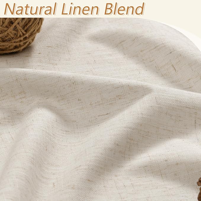 100% Blackout Linen Curtains for Bedroom 90 inches Long, Thermal Insulated Room - Image 3