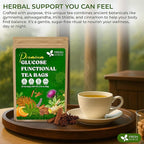 FreshDrinkUS, Premium 30 Tea Bags Glucose Functional Tea – Herbal Blend with Gymnema, Cinnamon, Bitter Melon, Tulsi & More –– Caffeine-Free. Sugar-Free. Gluten-Free. Vegan