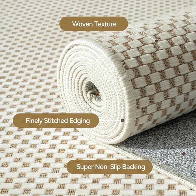 Hallway Runner Rug Woven Washable Long Kitchen Runner Beige 2x5 ft | Boho Soft - Image 6