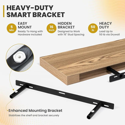Acovy 24 Inch Floating Shelves, 9.3" Deep Floating Shelf Wall Mounted, Rustic - Image 7