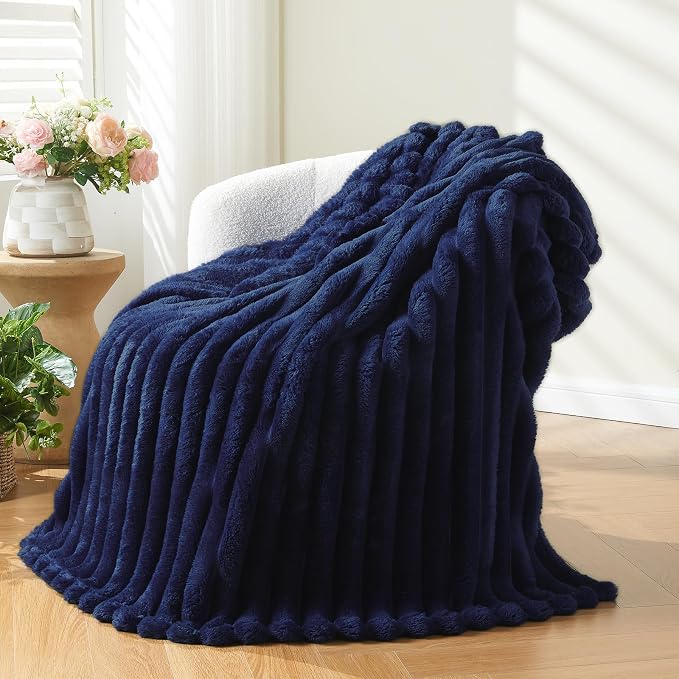 NEWCOSPLAY Fleece Ribbed Cozy Throw Blanket by NEWCOSPLAY