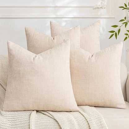 Set of 4 Soft Textured Decorative Throw Pillow Covers 18x18 Inch Cozy Farmhouse by Cozoomy