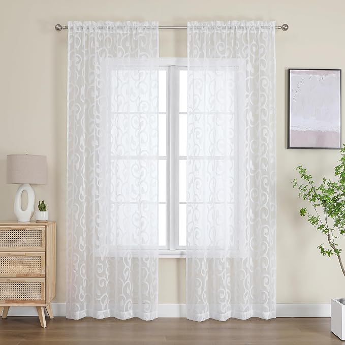 Furman Sheer White Curtains 84 inches Long - Image 2