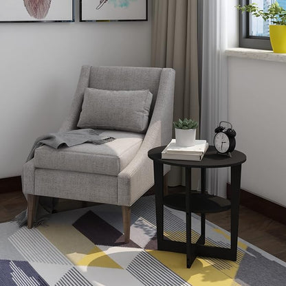 Furinno JAYA Side Table Set of 2, 2-Tier Round Modern End Table - Image 2
