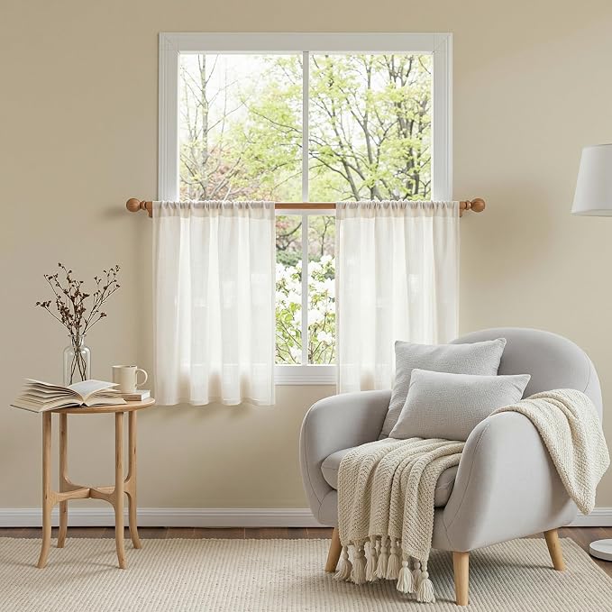 MYSKY HOME Natural Curtains 30 Inch Long by MYSKYHOME