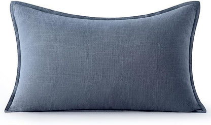 MIULEE Decorative Linen Lumbar Pillow Cover 12x20 Inch Blue Ashes | Boho - Image 7