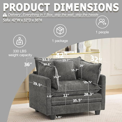 Modular Sectional Sofa Cloud Couch, Deep Seat Washable Chenille Fabric Sofa - Image 2