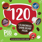 Coffee Pod Variety Packs Dark Roast Sampler, Assorted, Compatible with 2.0 K-Cup Brewers, Variety Pack, 120 Count (Pack of 1)