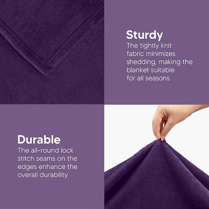 Utopia Bedding Ultra Soft Fleece Bed Blanket Queen Size Purple | Microfiber - Image 5