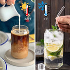 6pcs Set-16oz, Glass Cups with Bamboo Lids and Glass Straw - Beer Can Shaped,CuteTumbler Cup,Soda,deal for Cocktail,Iced Coffee Cups,6 Cleaning Brushes glass cups with lids and straws
